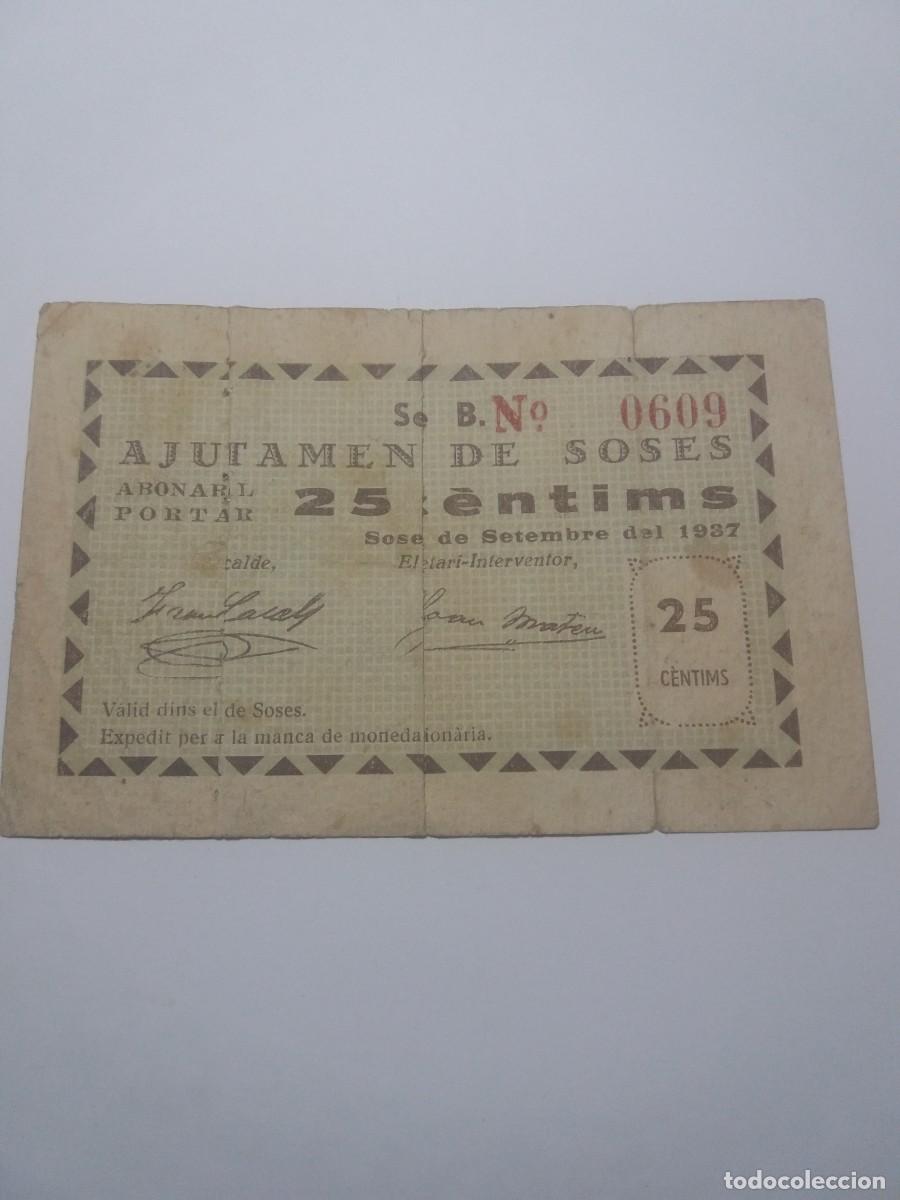 Billetes locales: Billete 25 C&egrave;ntims Ajuntament SOSES