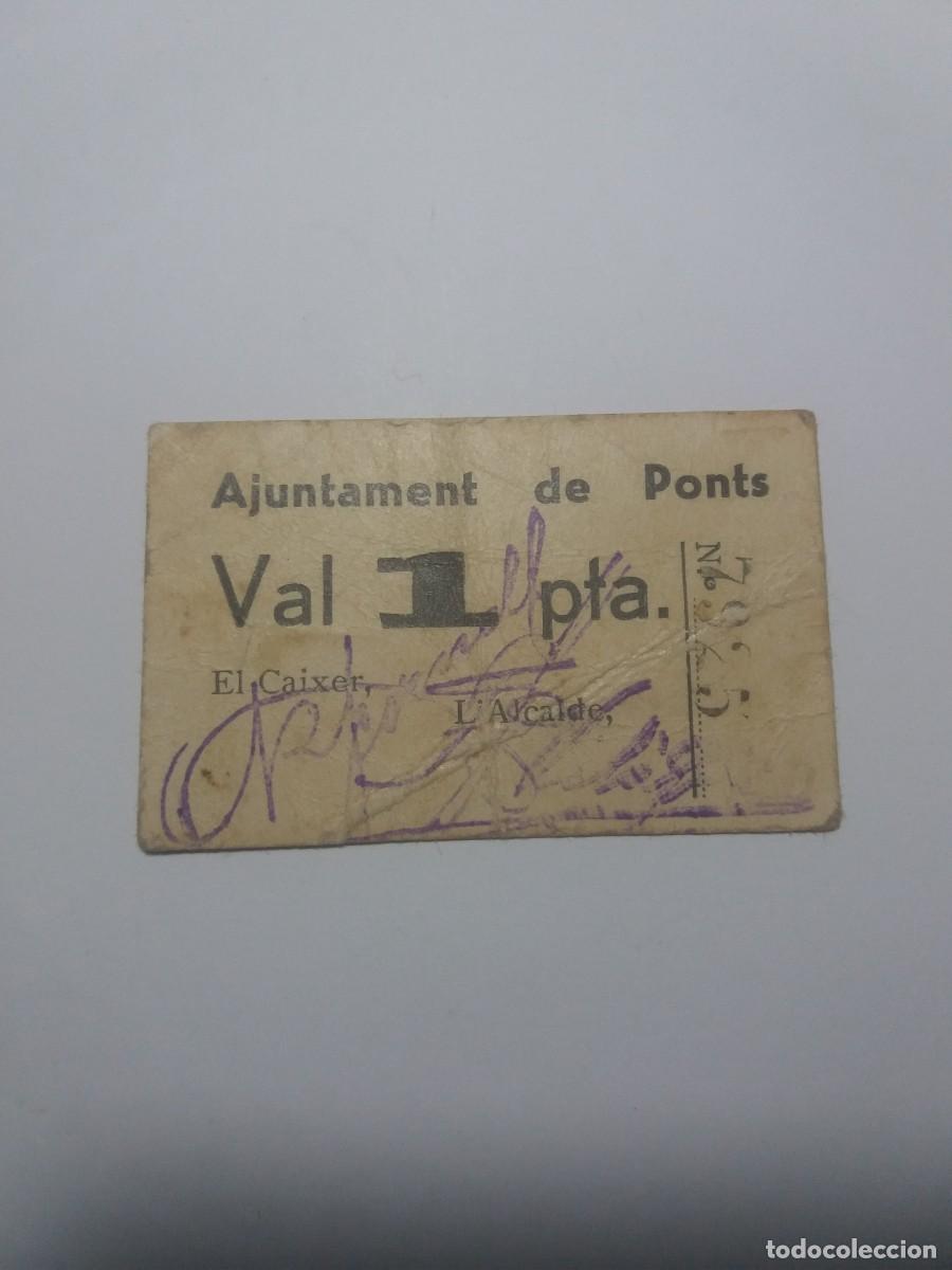 Billetes locales: Billete 1 Pesseta Ajuntament PONTS