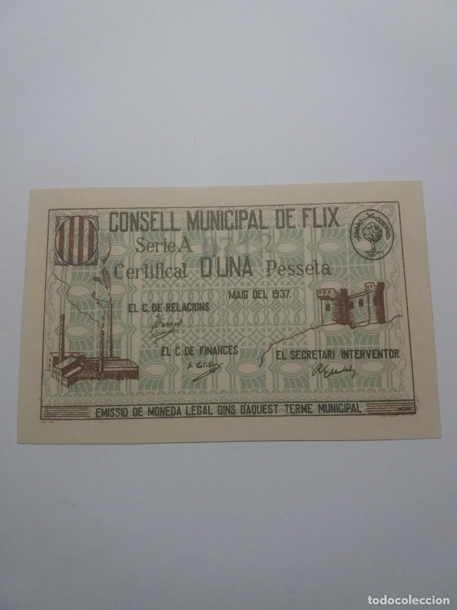 Billetes locales: Billete 1 Pesseta Consell Municipal FLIX Maig 1937