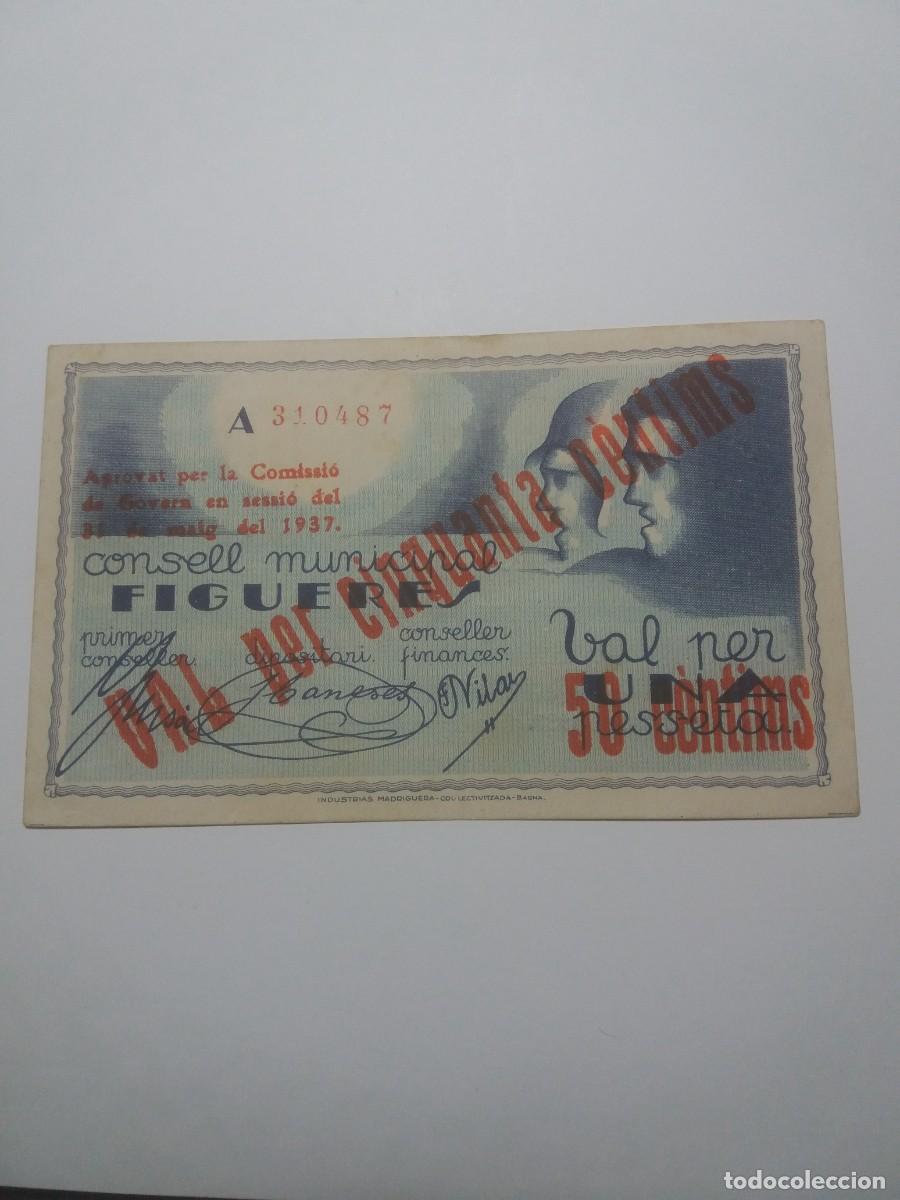 Local Banknotes: Billete 50 C&egrave;ntims Consell Municipal FIGUERES 31 Maig 1937