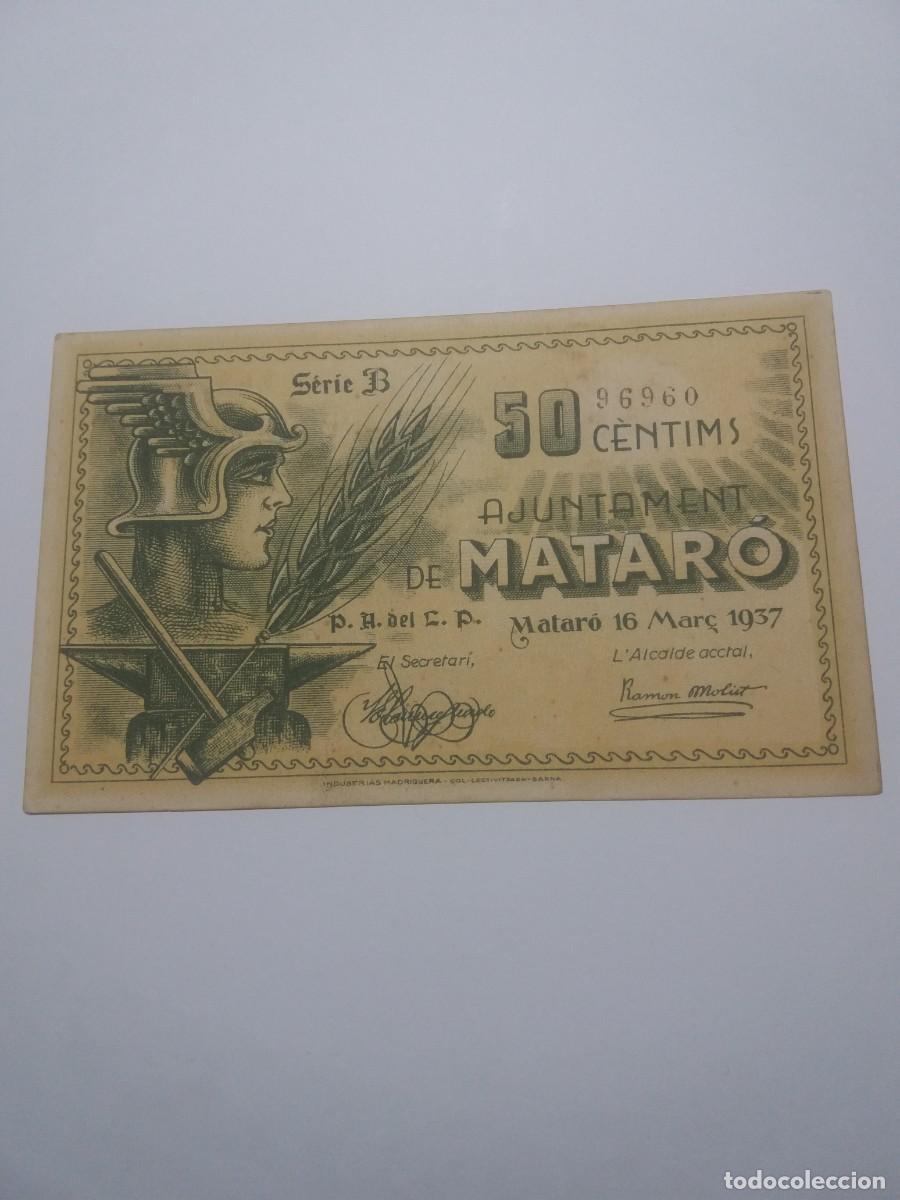 Local Banknotes: Billete 50 C&egrave;ntims Ajuntament MATAR&Oacute; 16 Mar&ccedil; 1937