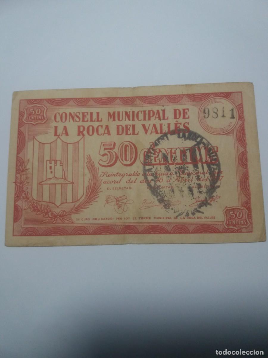 Billetes locales: Billete 50 C&egrave;ntims Consell Municipal LA ROCA DEL VALLES 16 Abril 1937