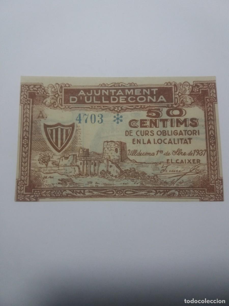 Billetes locales: Billete Ajuntament ULLDECONA 1er. Setembre 1937