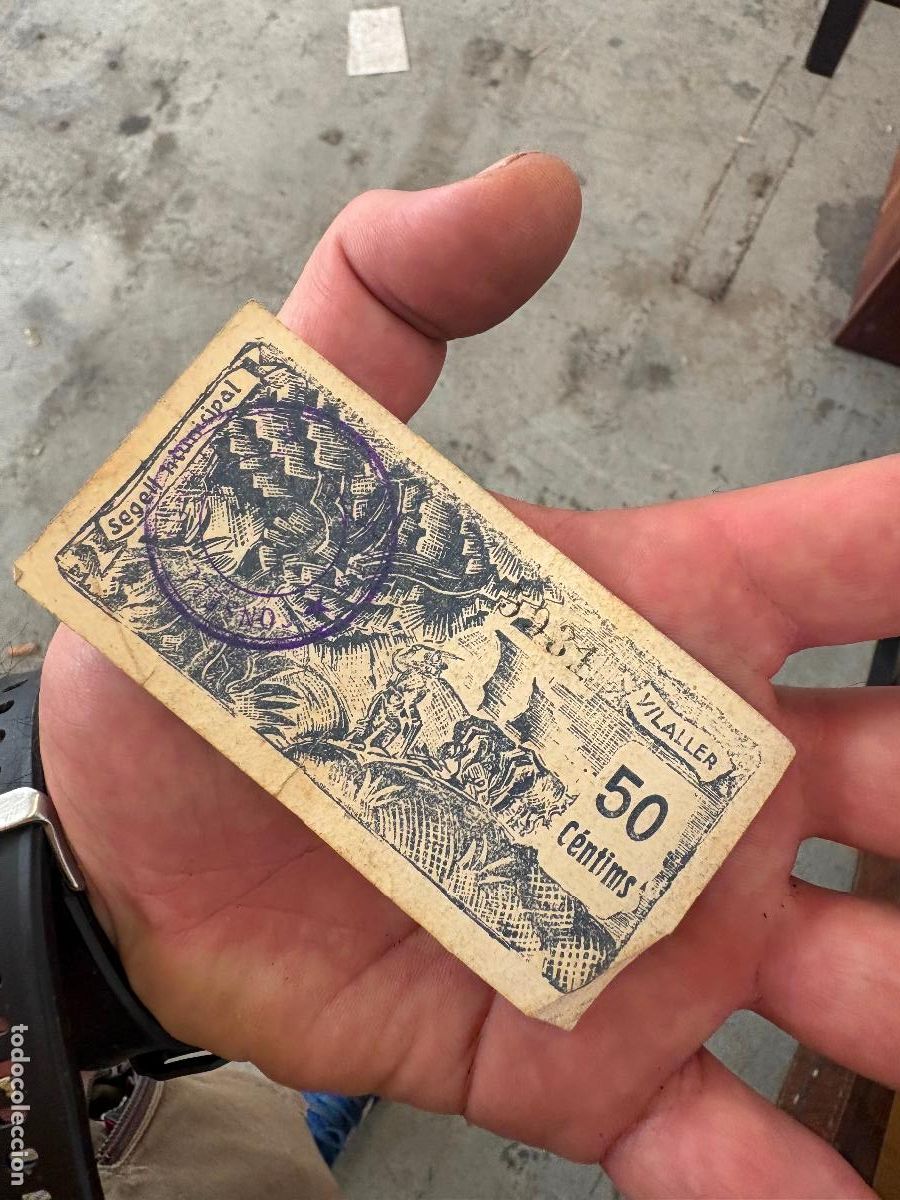 Billetes locales: Consell municipal vilaller tremp guerra civil espa&ntilde;ola billete local de pueblo 50 cts