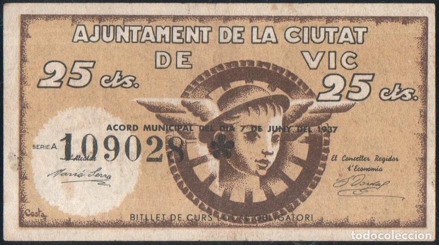 Billetes locales: Billete local Vic 25 centimos