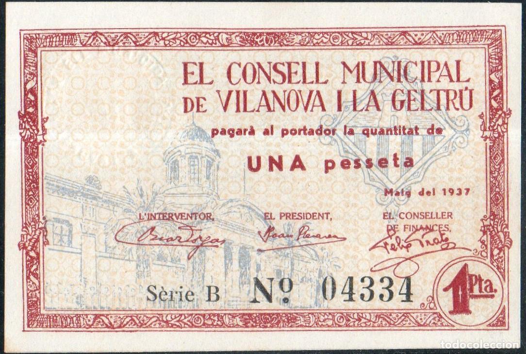 Billetes locales: Billete local Viilanova I La geltru 1 peseta