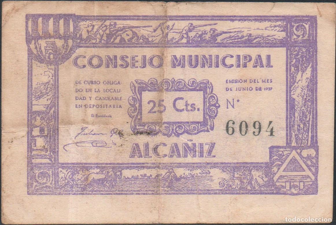 Billetes locales: Billete local Alca&ntilde;iz 25 centimos