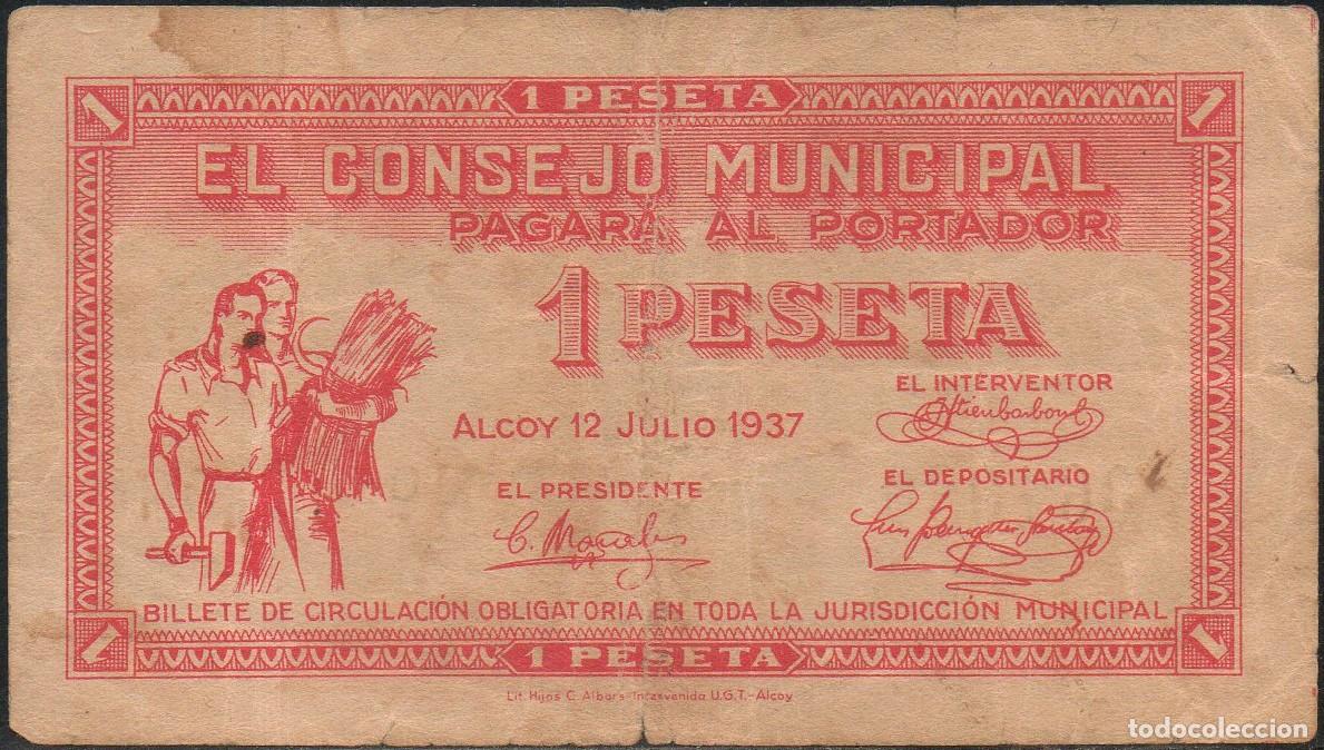 Billetes locales: Billete local Alcoy 1 peseta