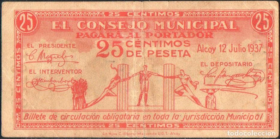 Billetes locales: Billete local Alcoy 25 centimos