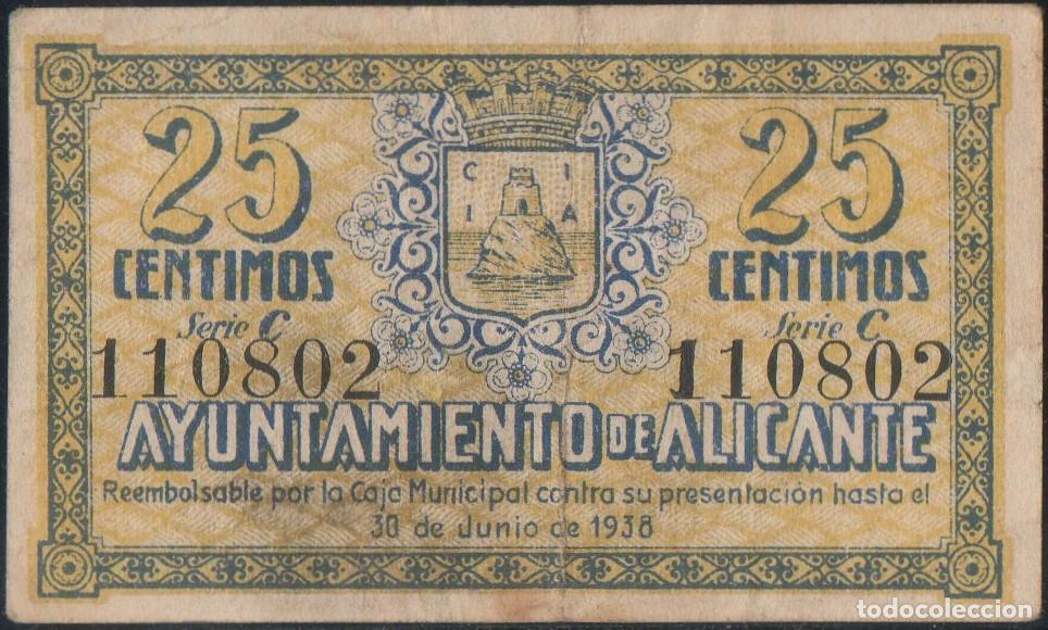 Billetes locales: Billete local Alicante 25 centimos