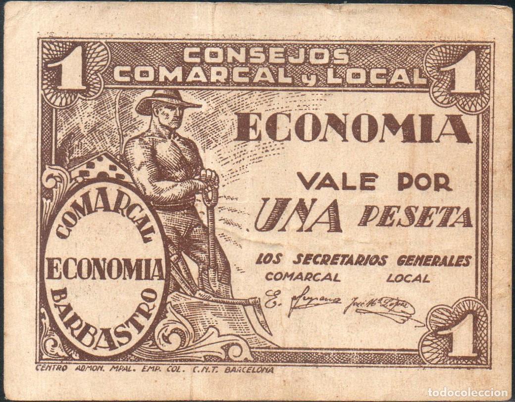 Billetes locales: Billete local Barbastro 1 peseta