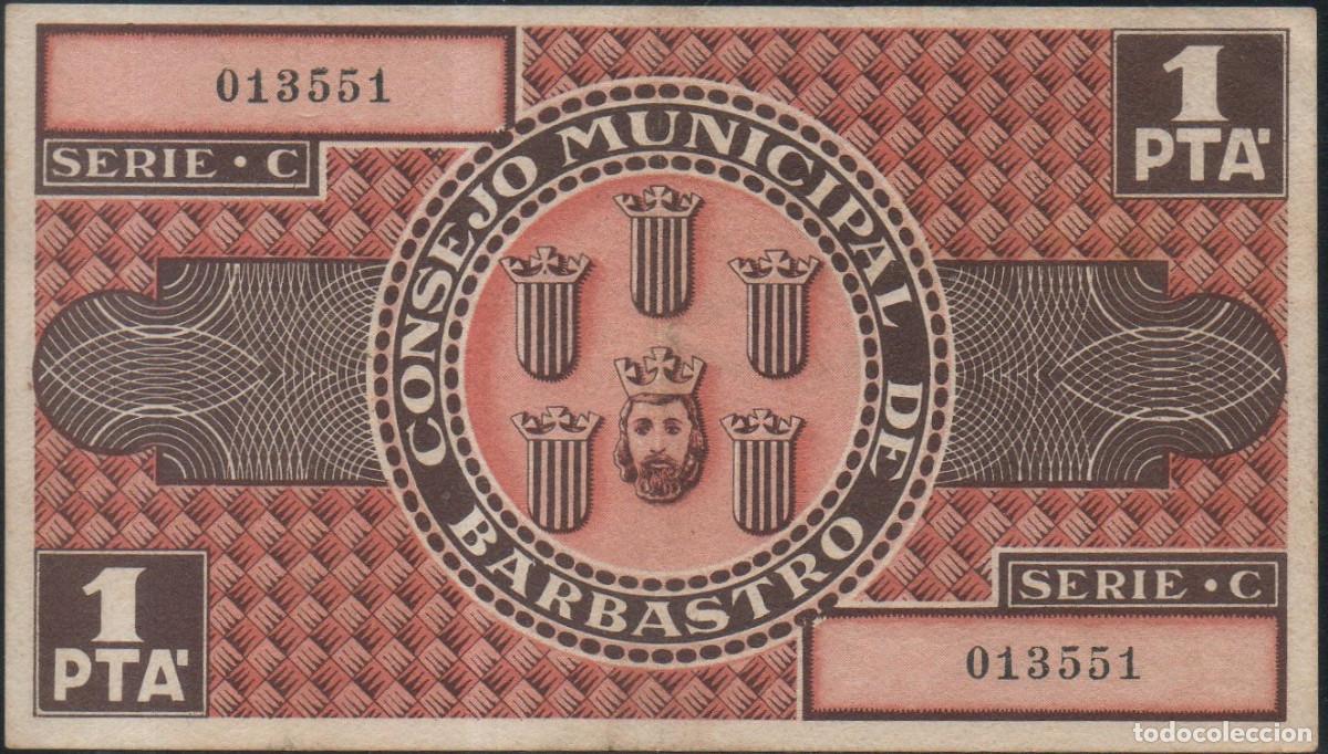 Billetes locales: Billete local Barbastro 1 peseta