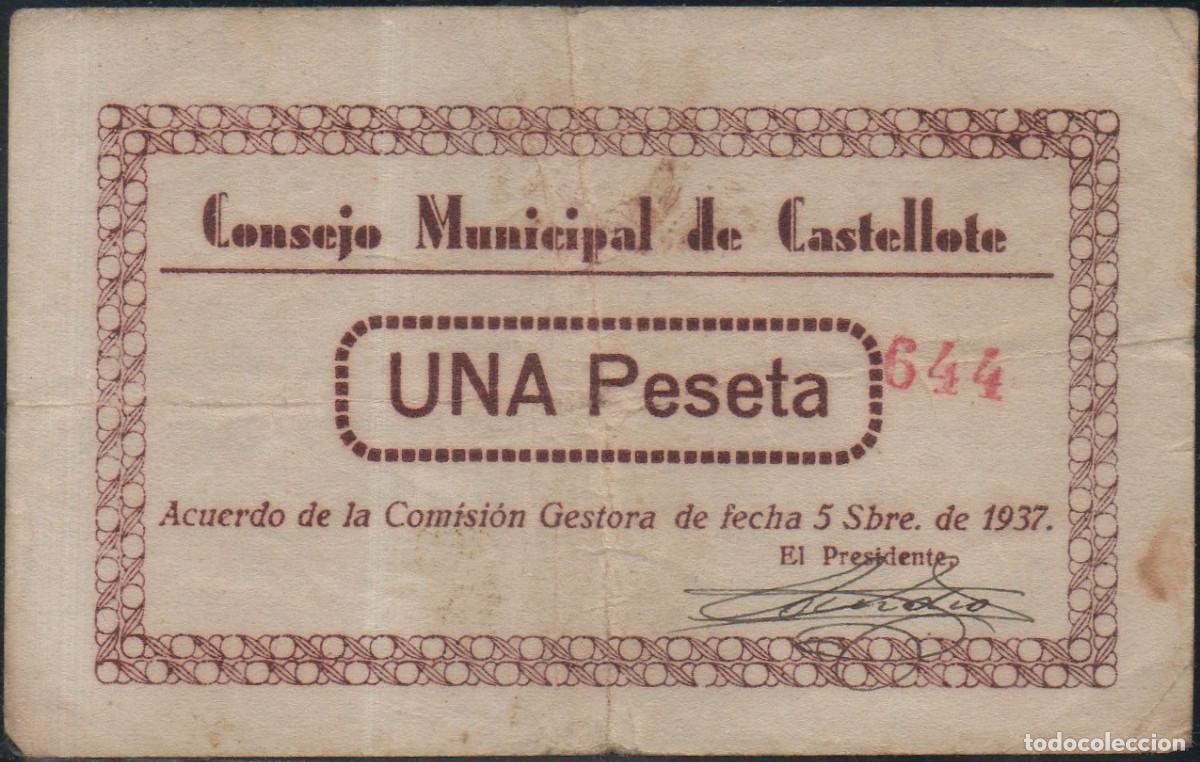Billetes locales: Billete local Castellote 1 peseta