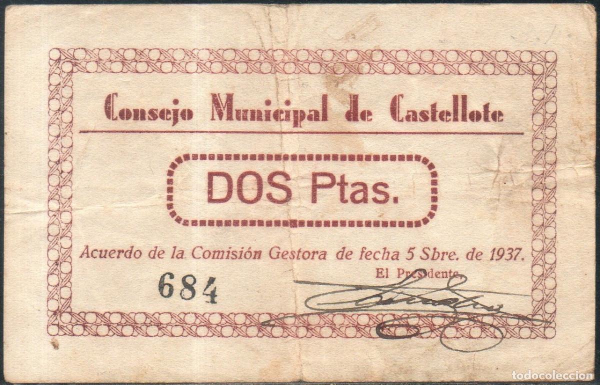 Billetes locales: Billete local Castellote 2 pesetas