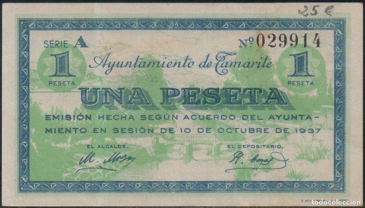 Billetes locales: Billete local Tamarite 1 peseta