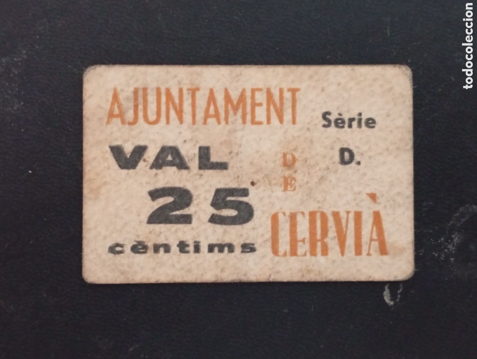 Billetes locales: Billete de 25 cents Servi&agrave; de les Garrigues 1937 guerra civil