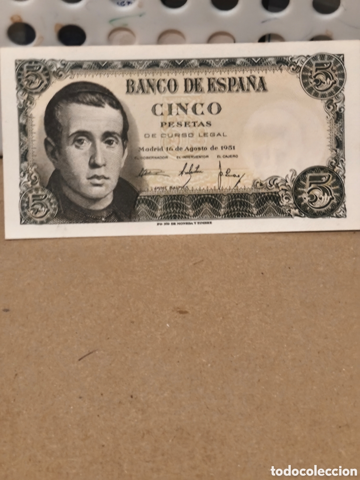 Billetes locales: Billete plancha de Espa&ntilde;a 5 ptas de 1951 ver imagenes