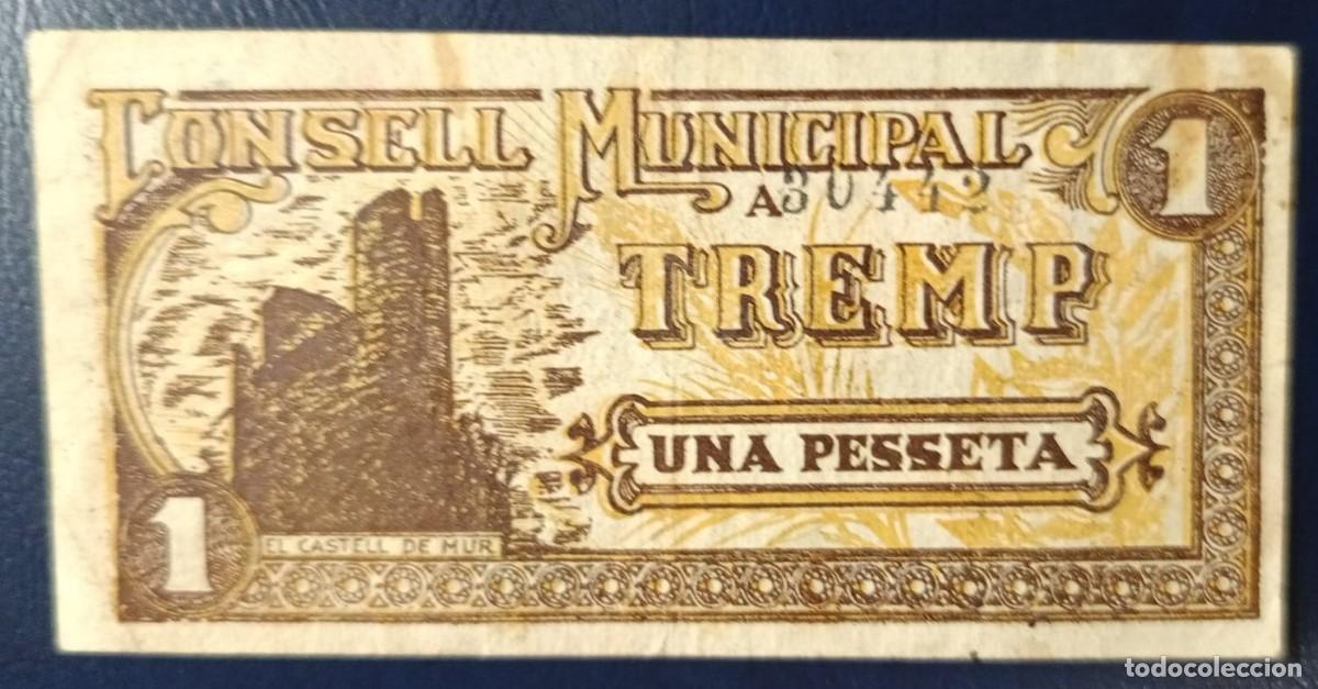 Billetes locales: UNA PESETA CONSELL MUNICIPAL DE TREMP ( BLO1857 )