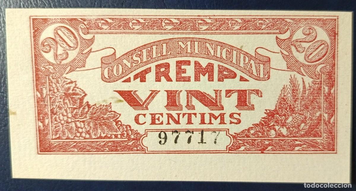 Billetes locales: 20 CENTIMOS CONSELL MUNICIPAL DE TREMP ( BLO1859 )