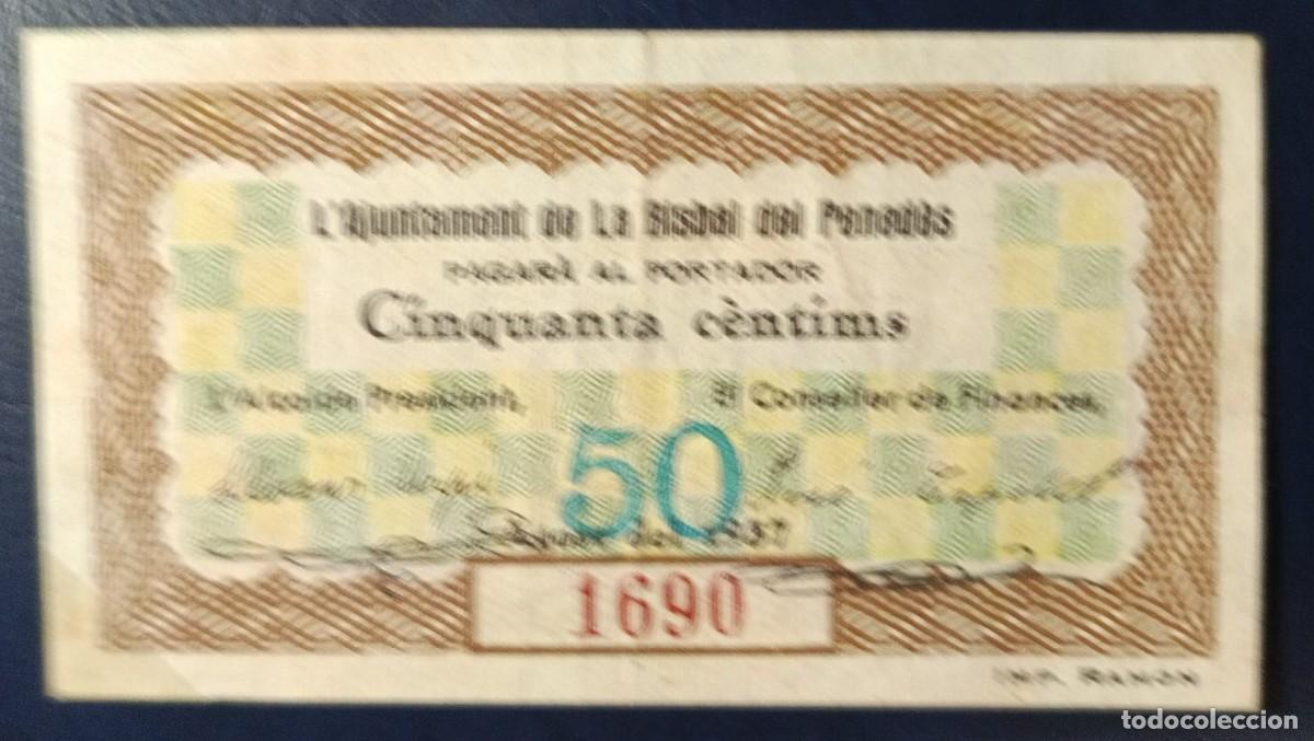 Billetes locales: 50 CENTIMOS AJUNTAMENT DE LA BISBAL DEL PENEDES ( BLO1861 )