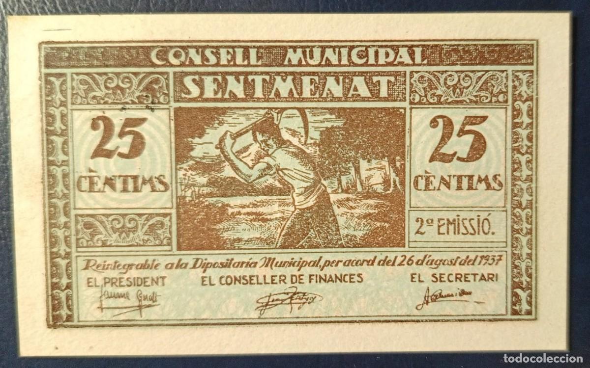 Billetes locales: 25 CENTIMOS CONSELLMUNICIPAL DE SENTMENAT ( BLO1862 )