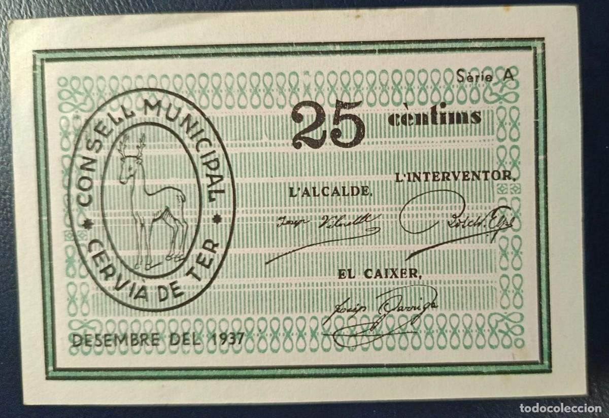 Billetes locales: 25 CENTIMOS CONSELL MUNICIPAL DE CERVIA DE TER ( BLO1863 )