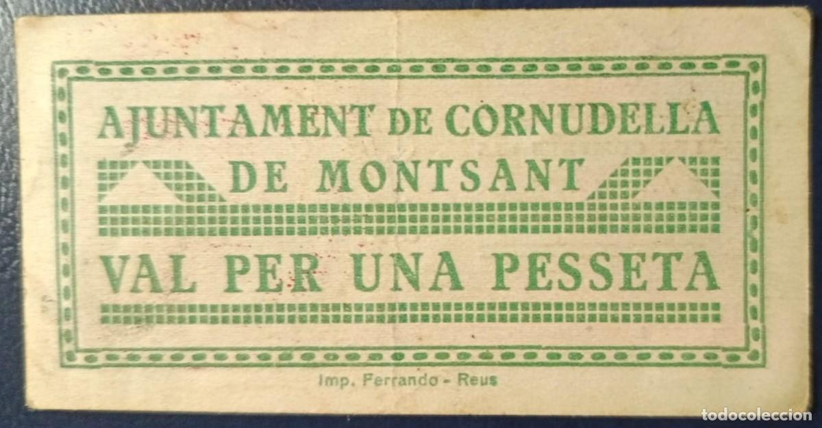 Billetes locales: UNA PESETA AJUNTAMENT DE CORNUDELLA DE MONTSANT ( RRRR ) ( BLO1869 )