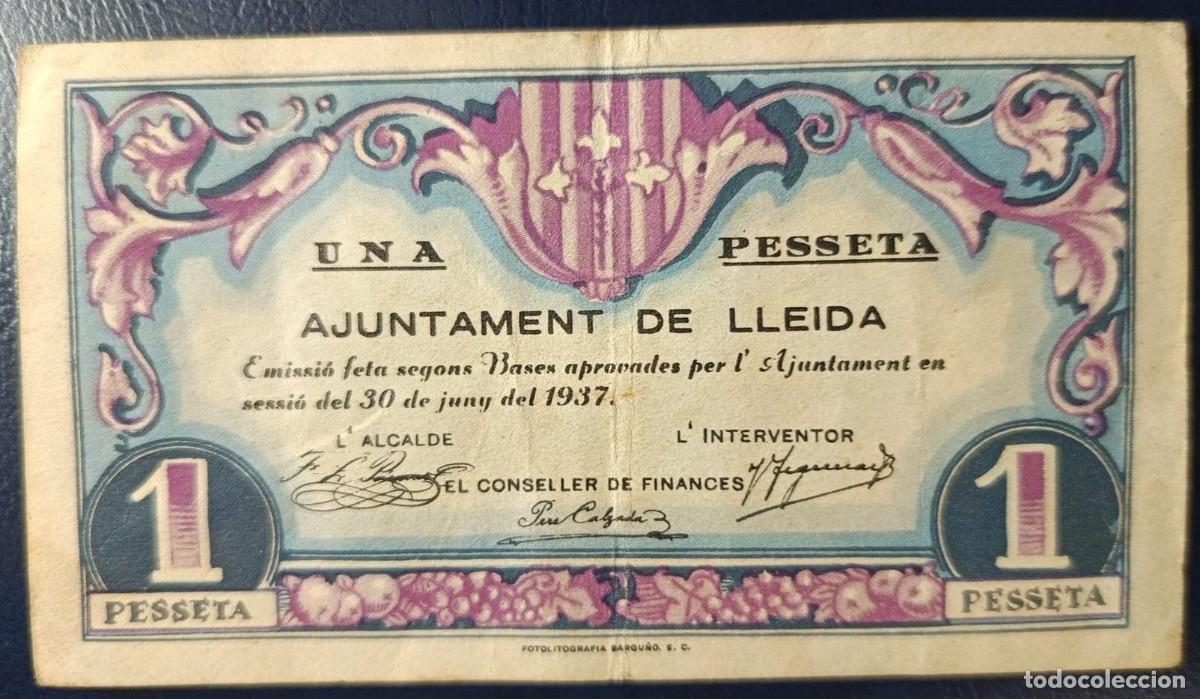 Billetes locales: UNA PESETA AJUNTAMENT DE LLEIDA ( BLO1871 )