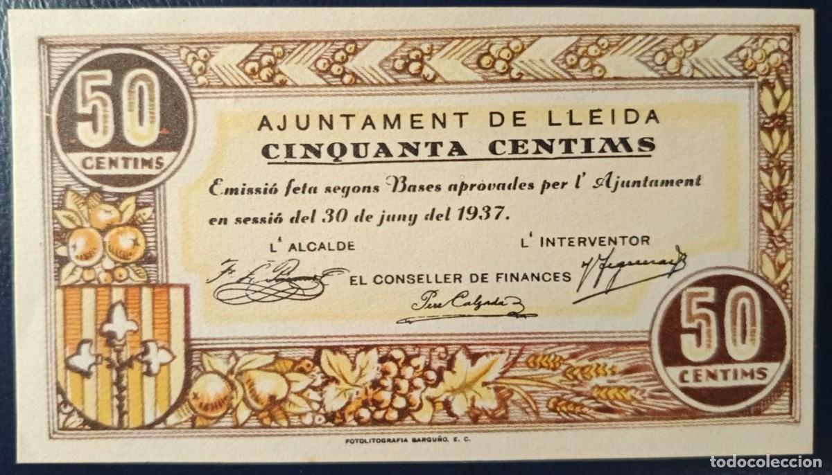 Billetes locales: 50 CENTIMOS AJUNTAMENT DE LLEIDA ( BLO1872 )