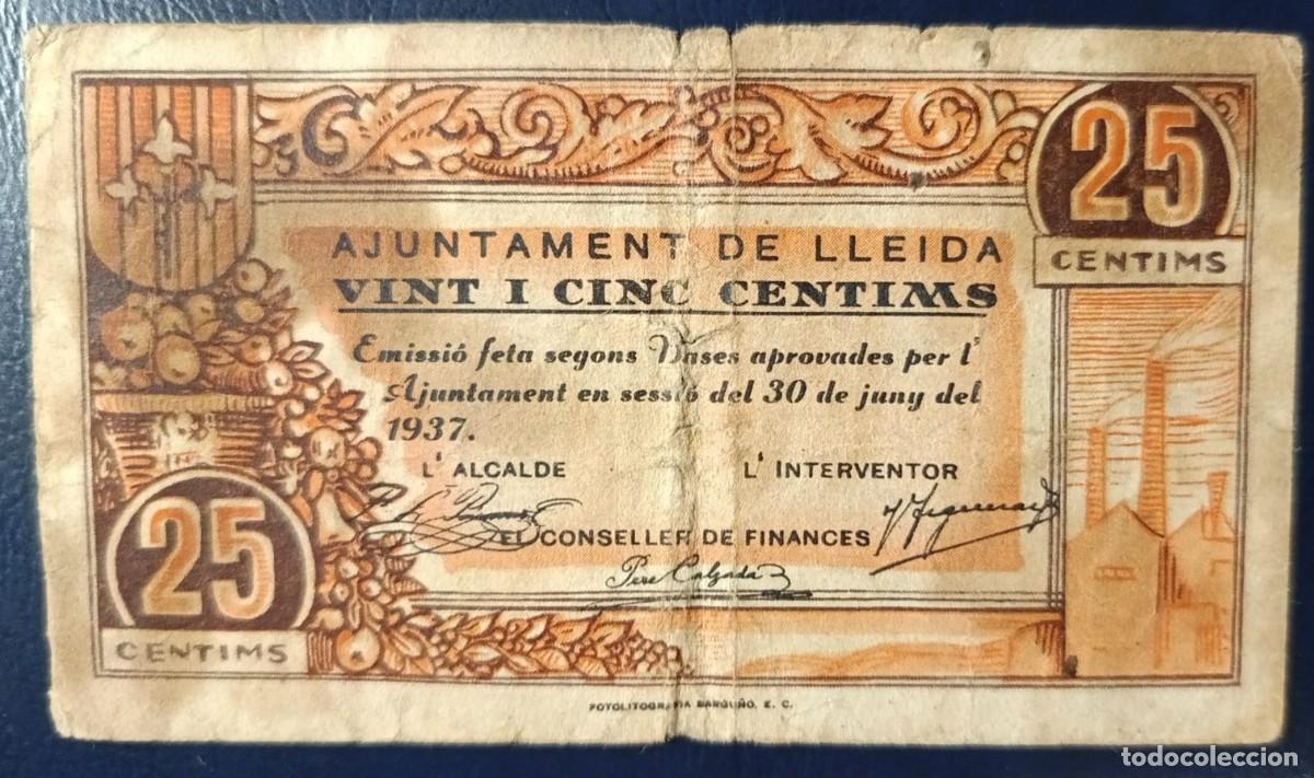 Billetes locales: 25 CENTIMOS AJUNTAMENT DE LLEIDA ( BLO1873 )