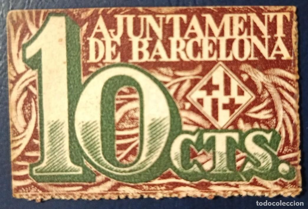 Billetes locales: 10 CENTIMOS AJUNTAMENT DE BARCELONA ( BLO1880 )