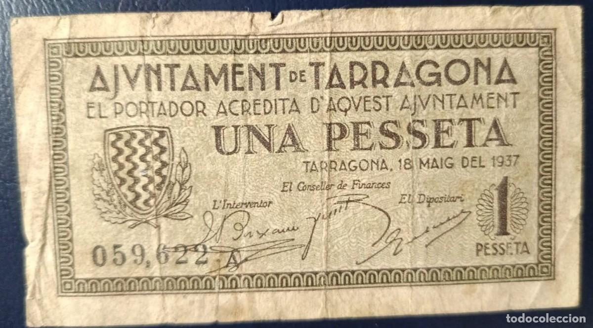 Billetes locales: UNA PESETA AJUNTAMENT DE TARRAGONA ( BLO1884 )