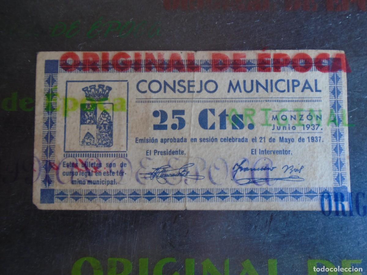 Banconote locali: (YA-017)25 CTS.CONSEJO MUNICIPAL DE MONZON(HUESCA)-GUERRA CIVIL