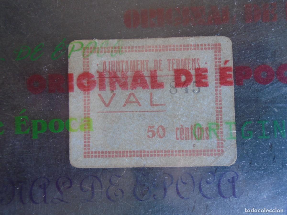 Billetes locales: (YA-017B)VAL 50 CENTIMS AJUNTAMENT DE TERMENS(LLEIDA)-GUERA CIVIL
