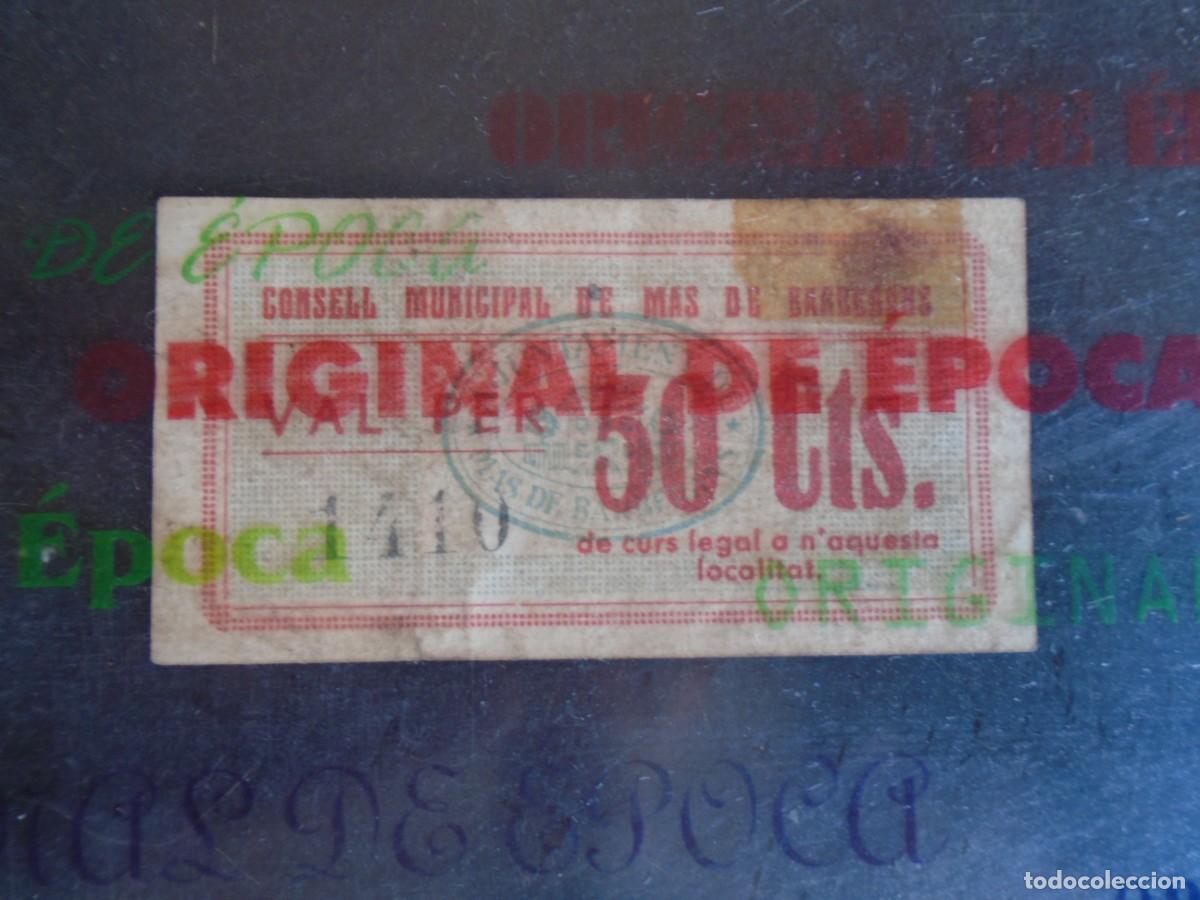 Billetes locales: (YA-020B)VAL 50 CTS.CONSELL MUNICIPAL DE MAS DE BARBERANS(TARRAGONA)-GUERRA CIVIL