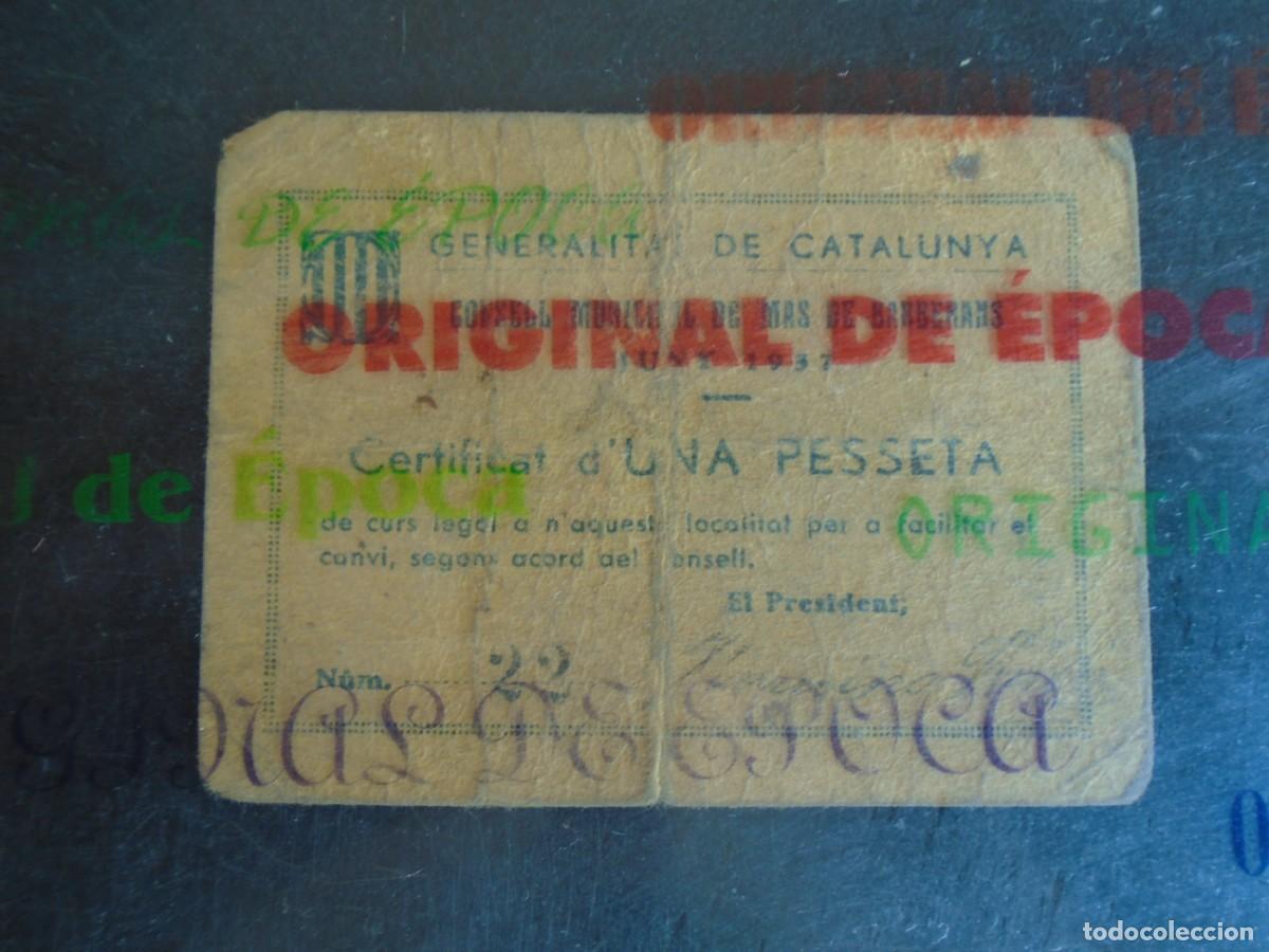 Billetes locales: (YA-024)UNA PESSETA CONSELL MUNICIPAL DE MAS DE BARBERANS(TARRAGONA)-GUERRA CIVIL