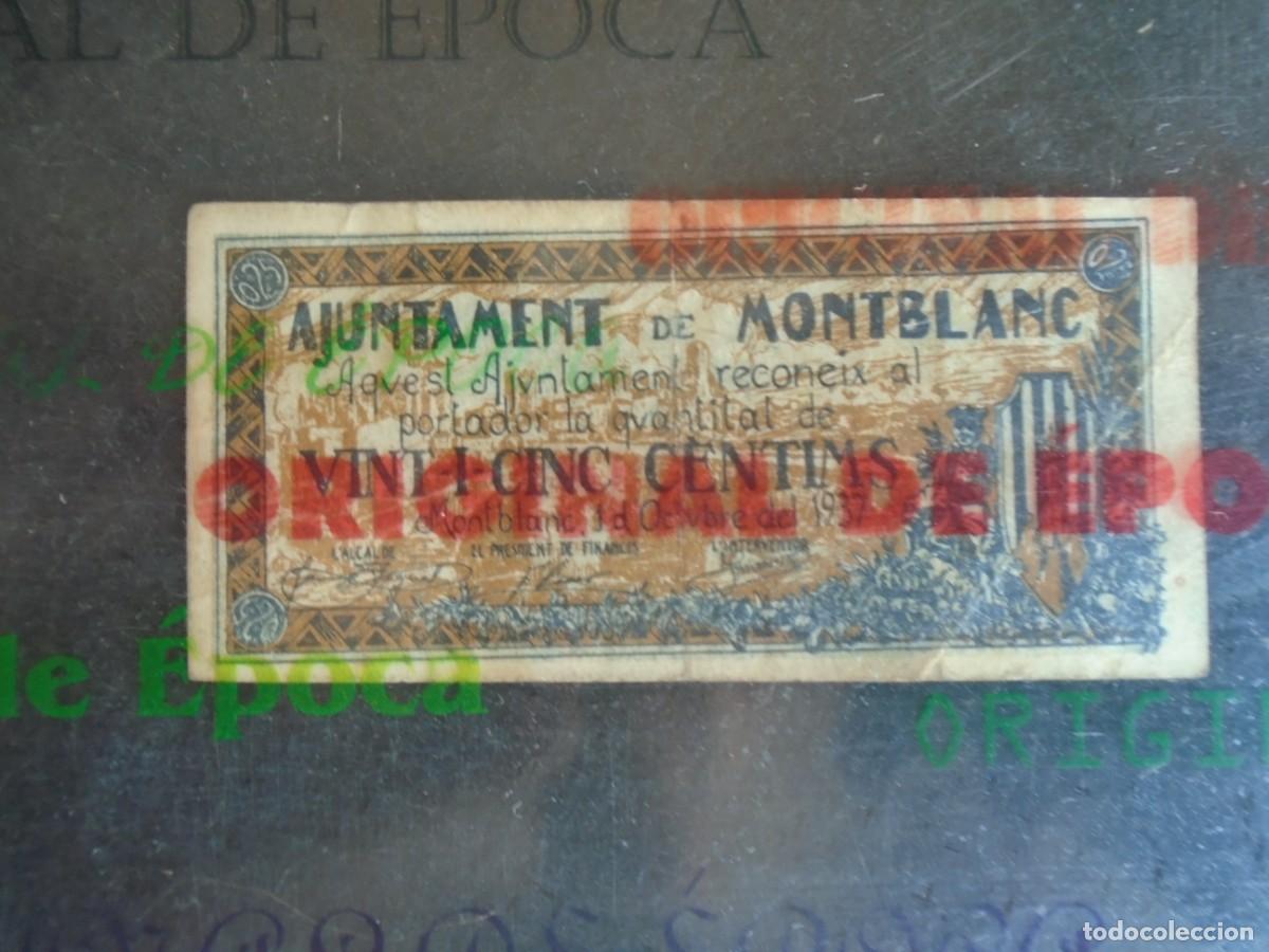 Billets locaux: (YA-024B)25 CTS. AJUNTAMENT DE MONTBLANC-GUERRA CIVIL