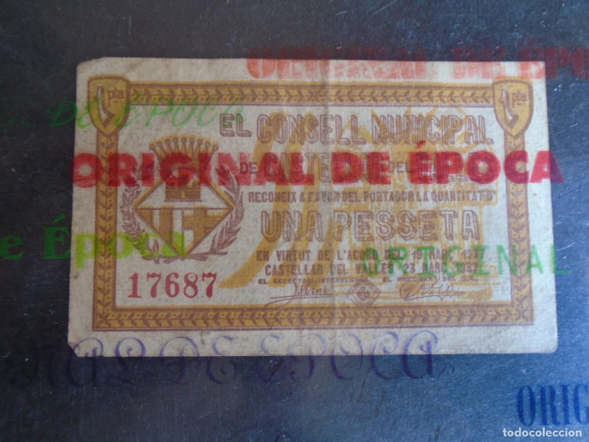 Billetes locales: (YA-39B)UNA PESETA EL CONSELL MUNICIPAL DE CASTELLAR DEL VALLES-GUERRA CIVIL