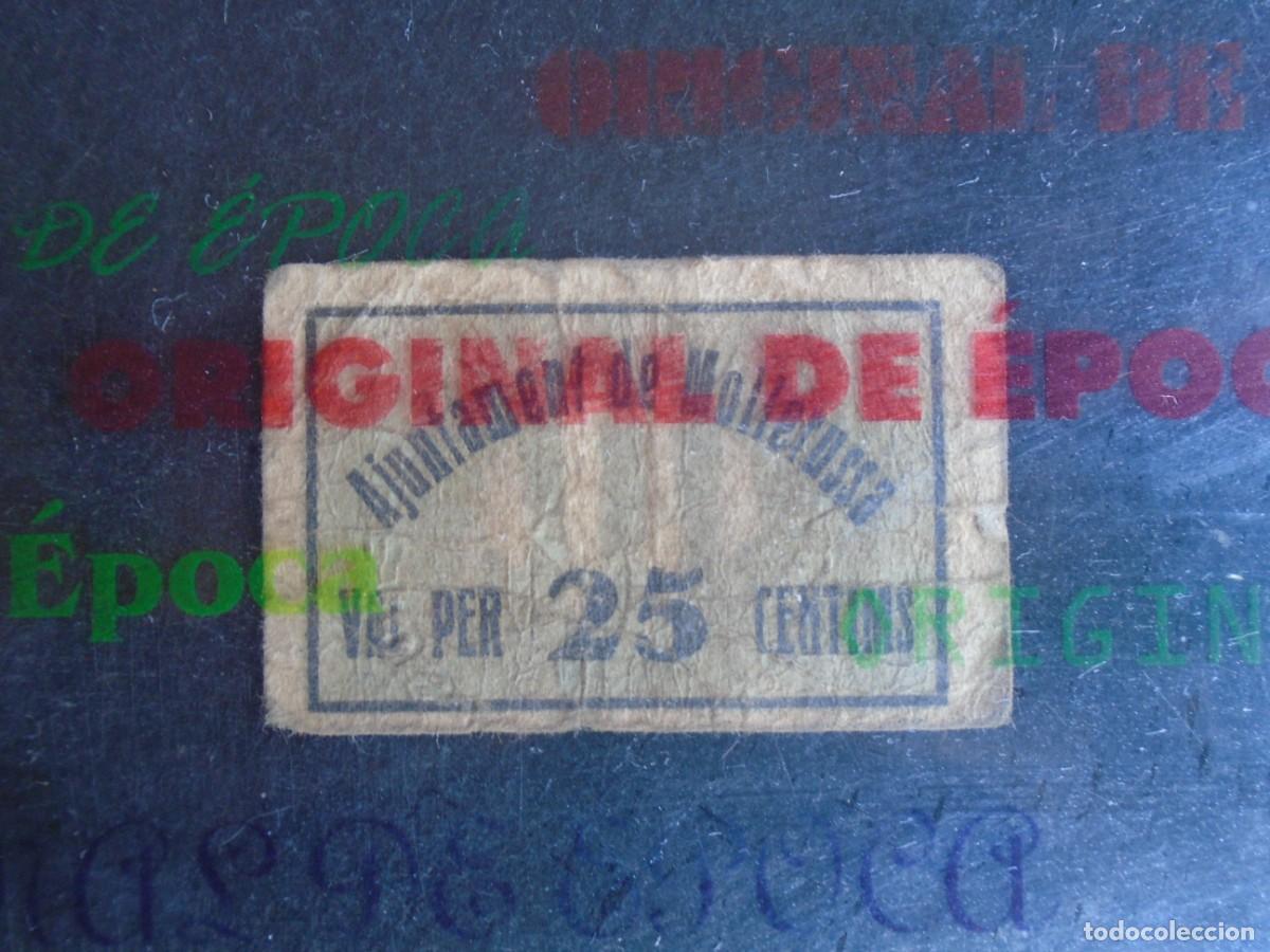 Billetes locales: (YA-42)25 CTS.AJUNTAMENT DE MOLLERUSA-GUERRA CIVIL