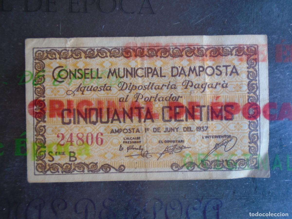 Billetes locales: (YA-44)25 CTS.CONSELL MUNICIPAL D&acute;AMPOSTA-GUERRA CIVIL