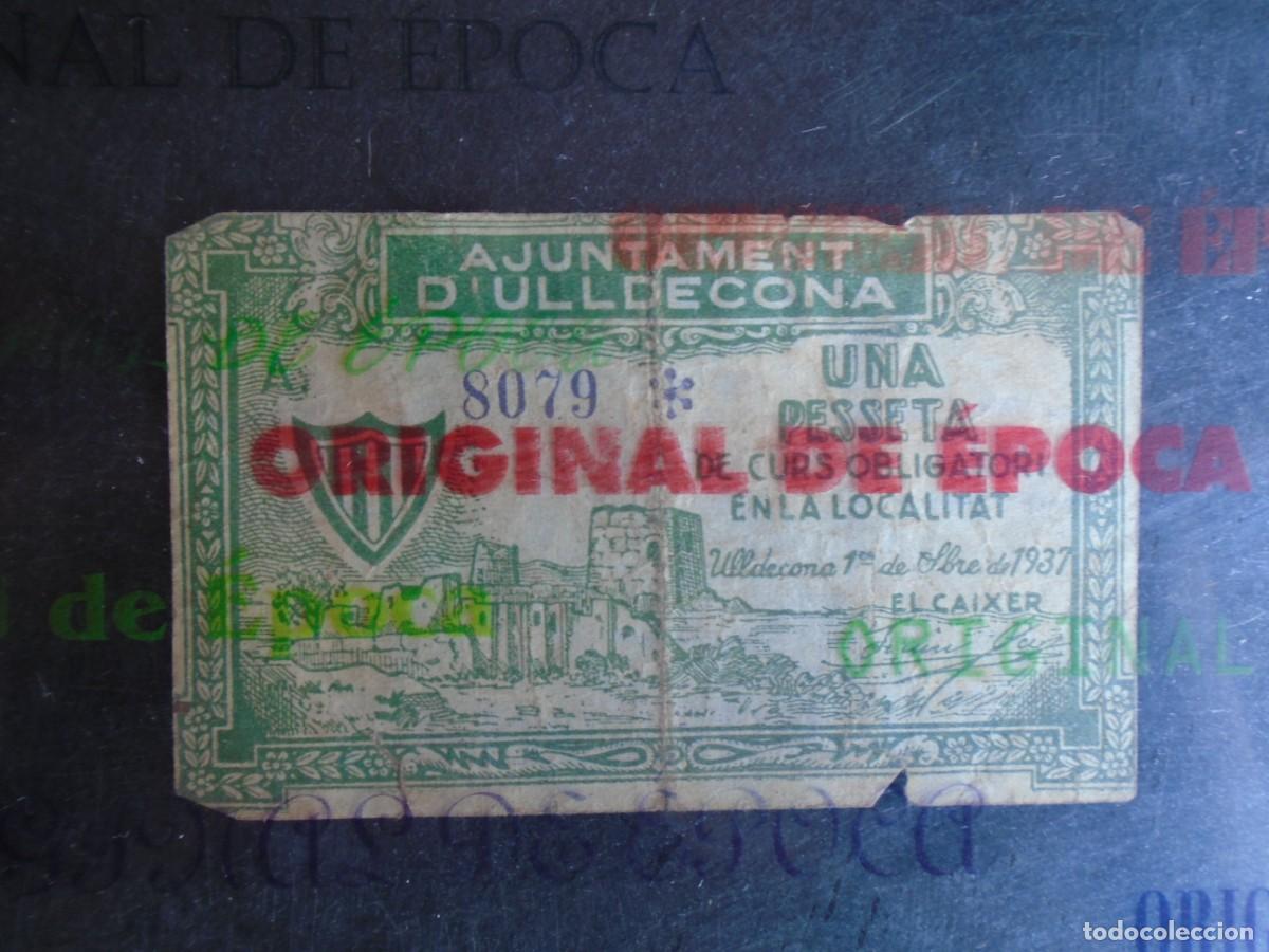 Billetes locales: (YA-44c)UNA PESSETA AJUNTAMENT D&acute;ULLDECONA-GUERRA CIVIL