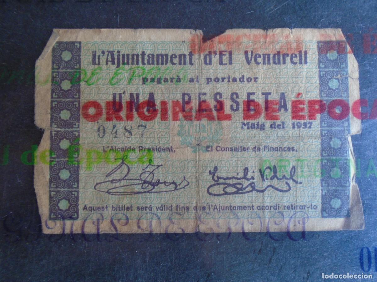 Billetes locales: (YA-45)UNA PESSETA L&acute;AJUNTAMENT D&acute;EL VENDRELL-GUERRA CIVIL
