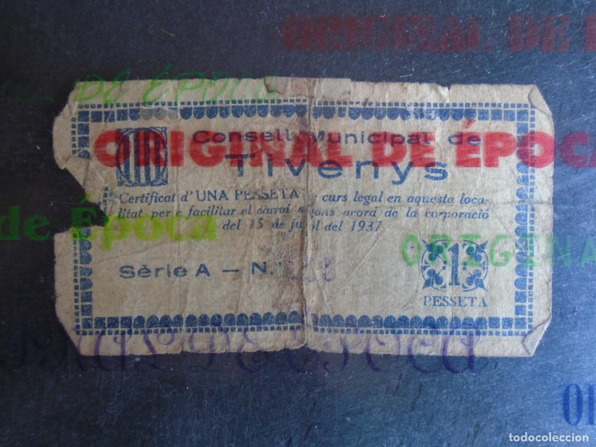 Billetes locales: (YA-48)UNA PESSETA CONSELL MUNICIPAL DE TIVENYS-GUERRA CIVIL