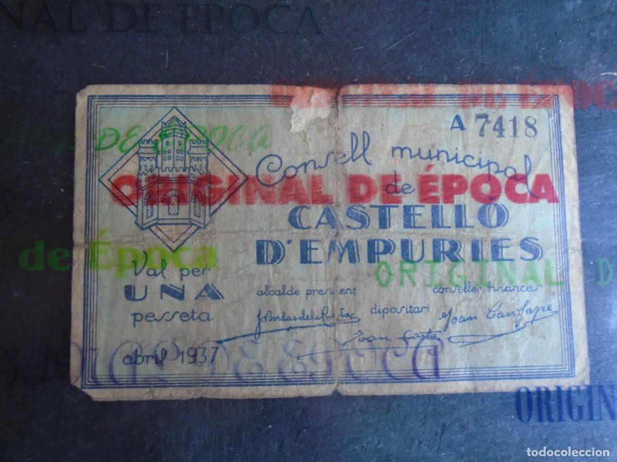 Billetes locales: (YA-49)UNA PESSETA CONSELL MUNICIPAL DE CASTELLO D&acute;EMPURIES-GUERRA CIVIL