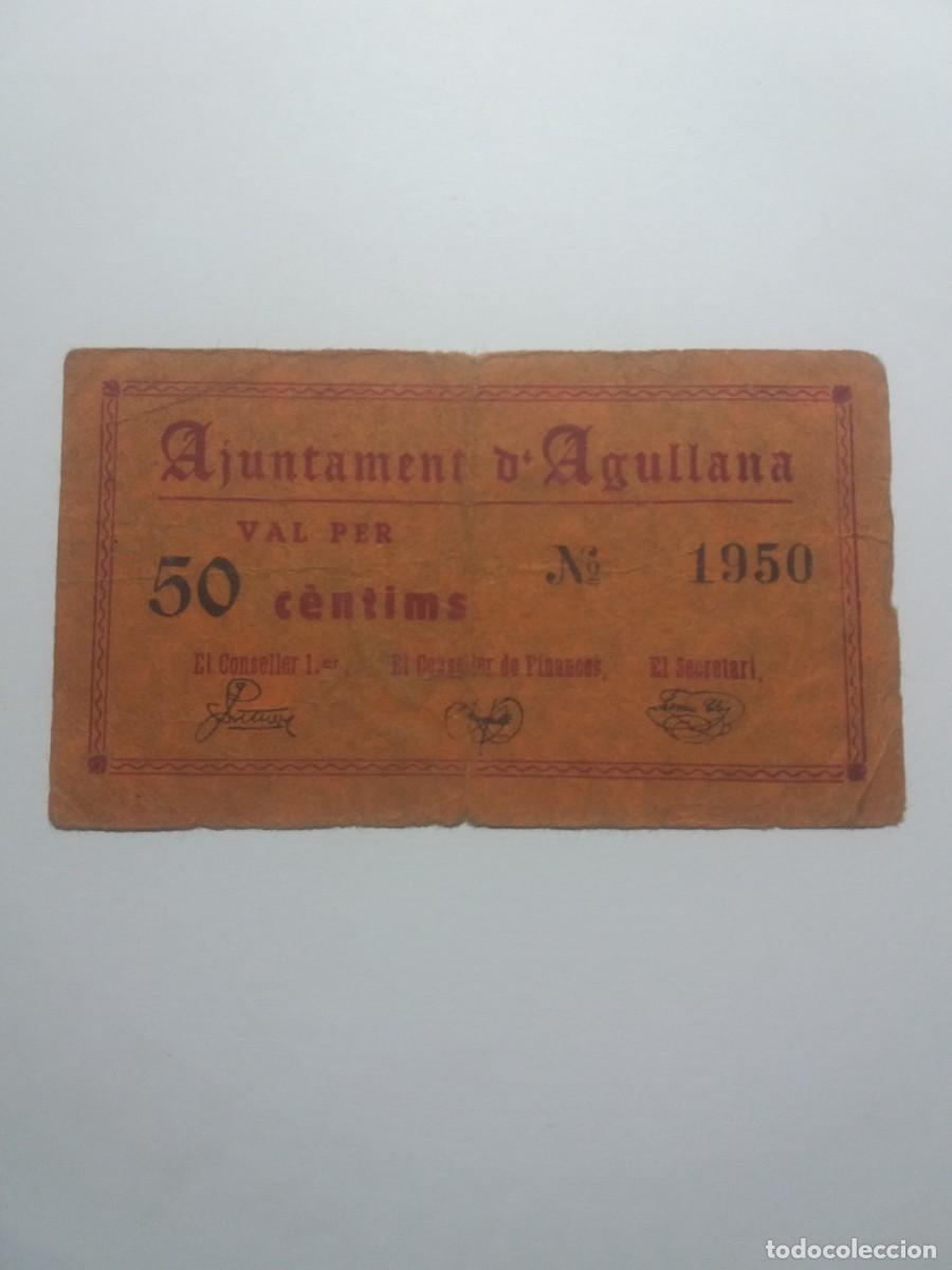 Billetes locales: Billete 50 C&egrave;ntims Ajuntament AGULLANA