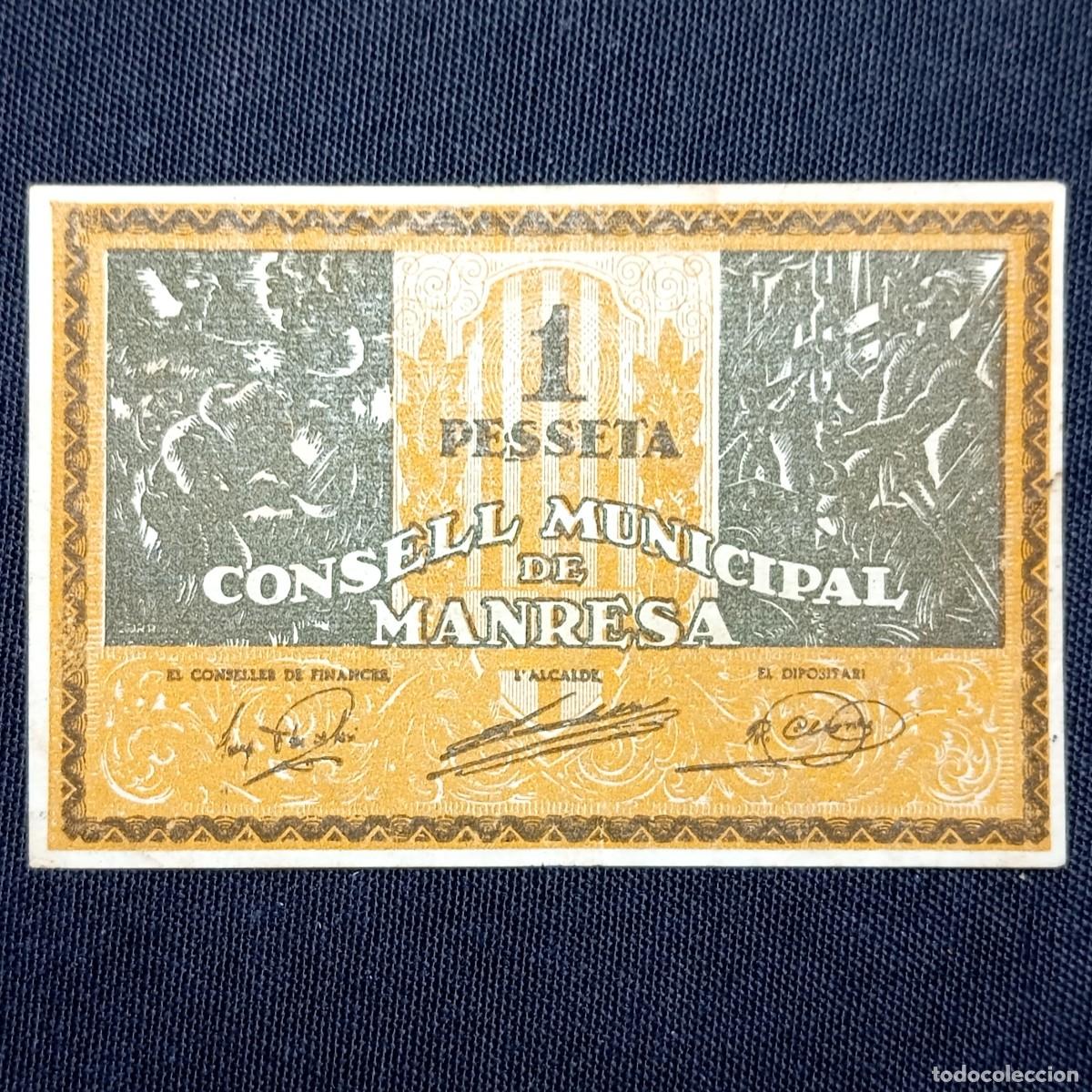 Billetes locales: ⚜️ &Ntilde;09X05C. Consell Municipal de Manresa. 1 peseta serie A