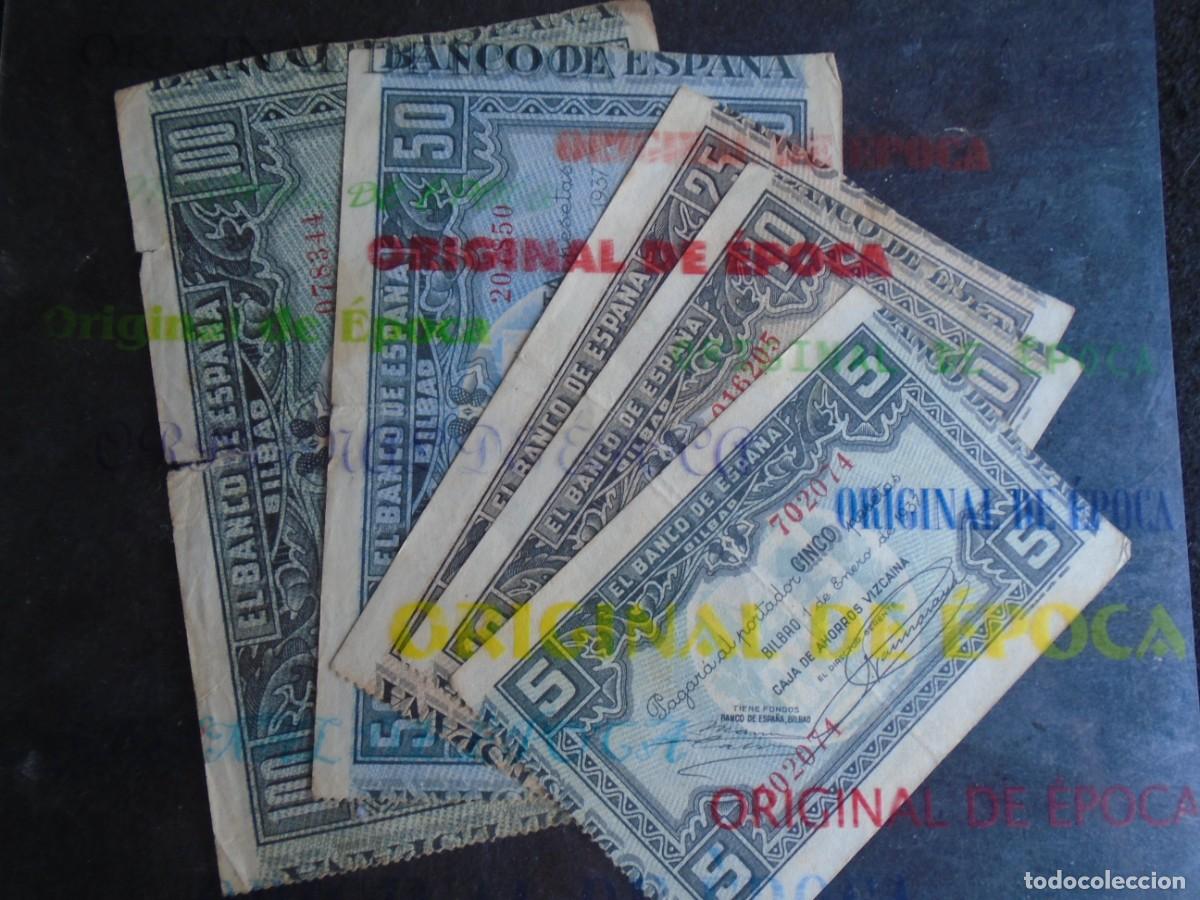 Billetes locales: (YA-53)LOTE 5 DE BILLETES BILBAO 5,10,25,50 y 100 PESETAS - 1 ENERO 1937 - GUERRA CIVIL