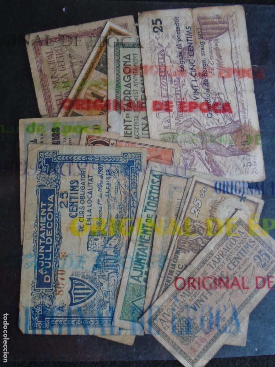 Billetes locales: (YA-59)LOTE DE 14 BILLETES LOCALES - GUERRA CIVIL