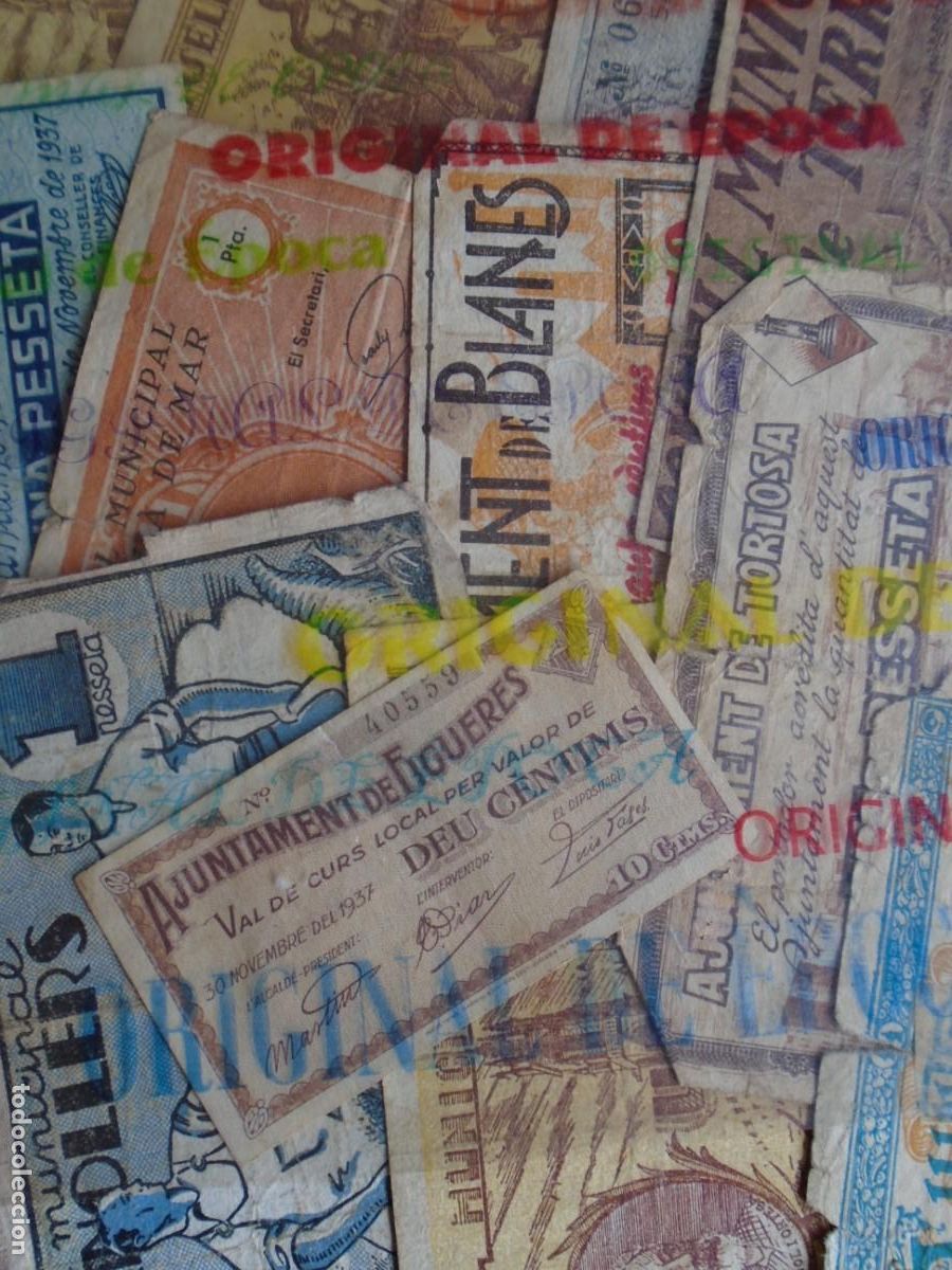 Billetes locales: (YA-64)LOTE DE 13 BILLETES LOCALES - GUERRA CIVIL