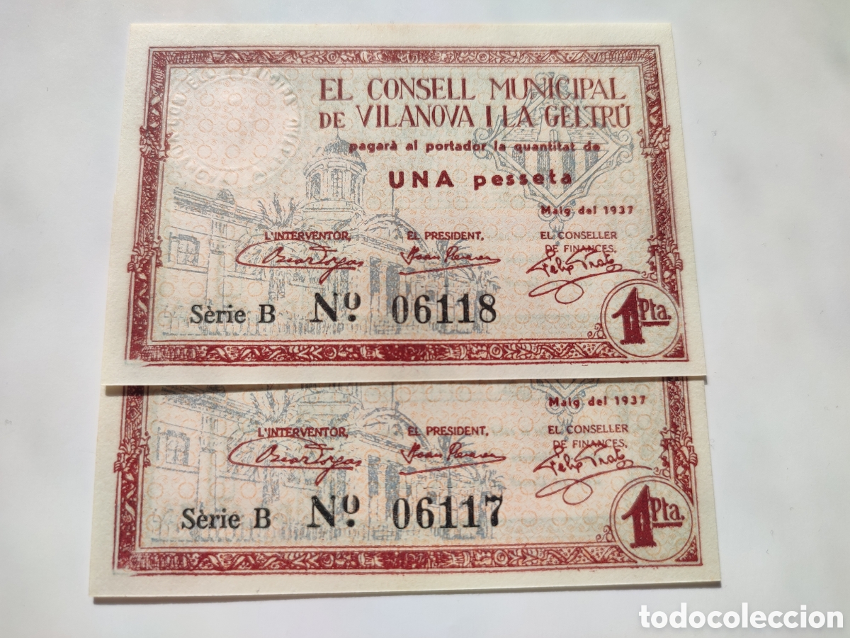 Notas locais: Pareja billetes de Vilanova y la Geltr&uacute;